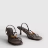 Beaded kitten-heel sandals