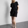 Belted pull-on shorts