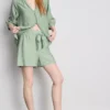 Belted pull-on shorts