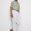 Bird-print short-sleeve button-down shirt Bird-print short-sleeve button-down shirt
