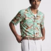 Bird-print short-sleeve button-down shirt Bird-print short-sleeve button-down shirt