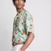 Bird-print short-sleeve button-down shirt Bird-print short-sleeve button-down shirt