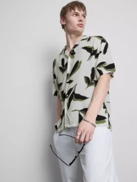 Botanical short-sleeve button-up shirt
