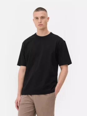 Bound-neck relaxed-fit cotton t-shirt