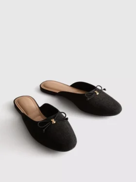 Bow detail ballerina mule sandals