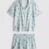 Breakfast print shorty boyfriend pajamas Breakfast print shorty boyfriend pajamas