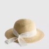 Broderie anglaise woven hat
