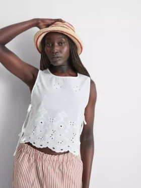 Broderie side-tie top