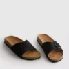 Buckle strap mule sandals