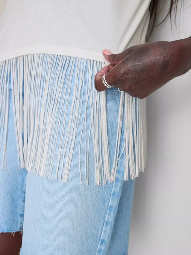 Cotton asymmetric fringe tee Cotton asymmetric fringe tee
