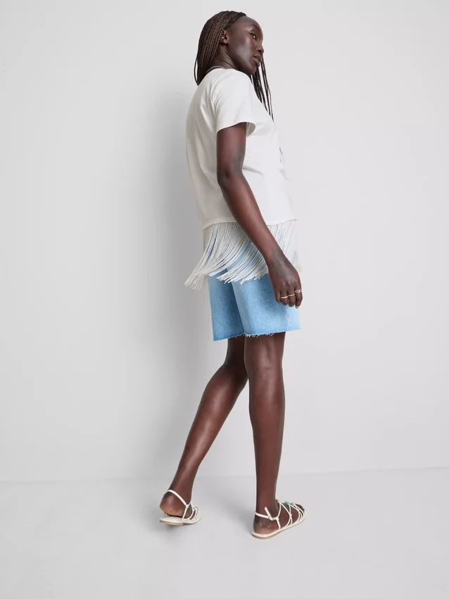 Cotton asymmetric fringe tee Cotton asymmetric fringe tee