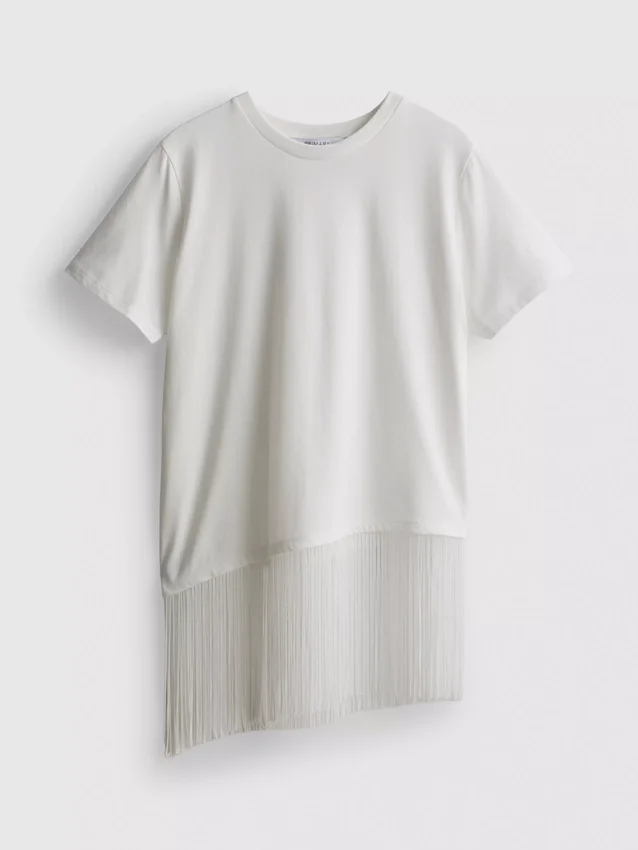 Cotton asymmetric fringe tee Cotton asymmetric fringe tee