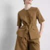 Cotton blend belted safari blazer Cotton blend belted safari blazer