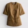 Cotton blend belted safari blazer Cotton blend belted safari blazer