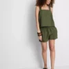 Cotton-blend elastic-waist shorts Cotton-blend elastic-waist shorts