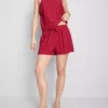 Cotton-blend elastic-waist shorts Cotton-blend elastic-waist shorts