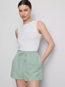 Cotton-blend elastic-waist shorts