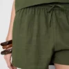 Cotton-blend elastic-waist shorts Cotton-blend elastic-waist shorts