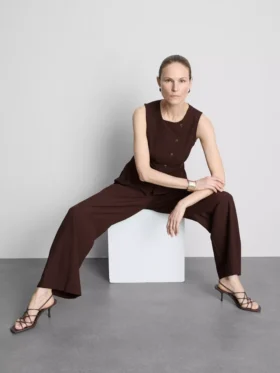 Cotton-blend wide-leg pants