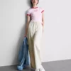 Cotton-blend wide-leg pants