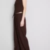 Cotton-blend wide-leg pants