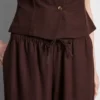 Cotton-blend wide-leg pants