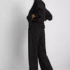 Cotton-blend wide-leg pants