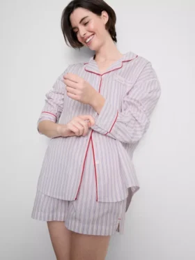Cotton breakfast in bed pajama shirt