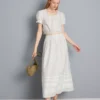 Cotton broderie midi skirt