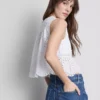 Cotton broderie tie front top Cotton broderie tie front top