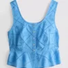 Cotton cropped cutwork cami top Cotton cropped cutwork cami top