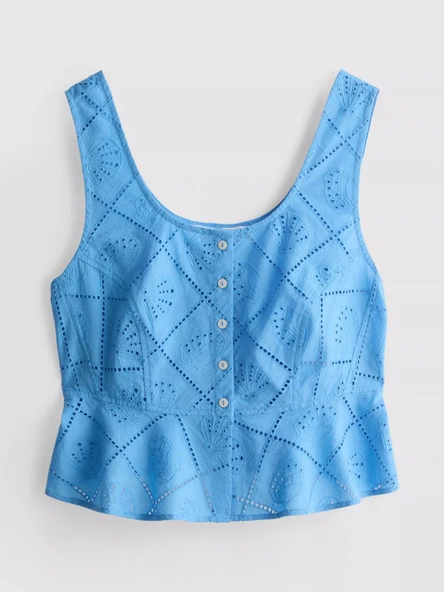 Cotton cropped cutwork cami top Cotton cropped cutwork cami top
