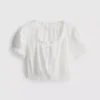 Cotton cropped puff sleeve poplin top Cotton cropped puff sleeve poplin top