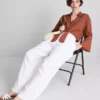 Cotton cropped tie front shirt Cotton cropped tie front shirt