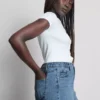 Cotton denim a-line shorts Cotton denim a-line shorts