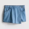 Cotton denim asymmetric wrap skort Cotton denim asymmetric wrap skort