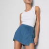 Cotton denim asymmetric wrap skort Cotton denim asymmetric wrap skort