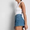 Cotton denim asymmetric wrap skort Cotton denim asymmetric wrap skort