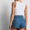 Cotton denim asymmetric wrap skort Cotton denim asymmetric wrap skort
