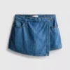 Cotton denim asymmetric wrap skort Cotton denim asymmetric wrap skort