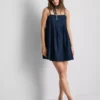 Cotton denim babydoll mini dress Cotton denim babydoll mini dress