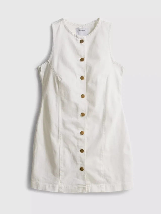 Cotton denim button down mini dress Cotton denim button down mini dress