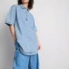 Cotton denim collared mini shift dress Cotton denim collared mini shift dress
