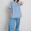 Cotton denim collared mini shift dress Cotton denim collared mini shift dress
