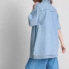Cotton denim collared mini shift dress Cotton denim collared mini shift dress