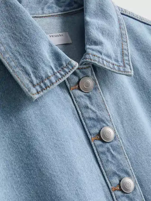 Cotton denim collared mini shift dress Cotton denim collared mini shift dress