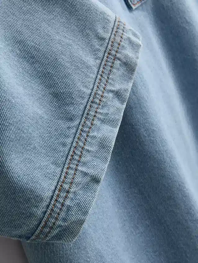 Cotton denim collared mini shift dress Cotton denim collared mini shift dress