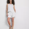 Cotton denim cropped ruffle tank top Cotton denim cropped ruffle tank top