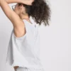 Cotton denim cropped ruffle tank top Cotton denim cropped ruffle tank top