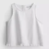 Cotton denim cropped ruffle tank top Cotton denim cropped ruffle tank top